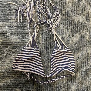 Acacia Swimwear Blue and Cream Stripe top